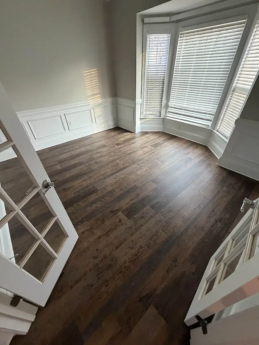 LVP install Charlotte Metro kitchen to living transition