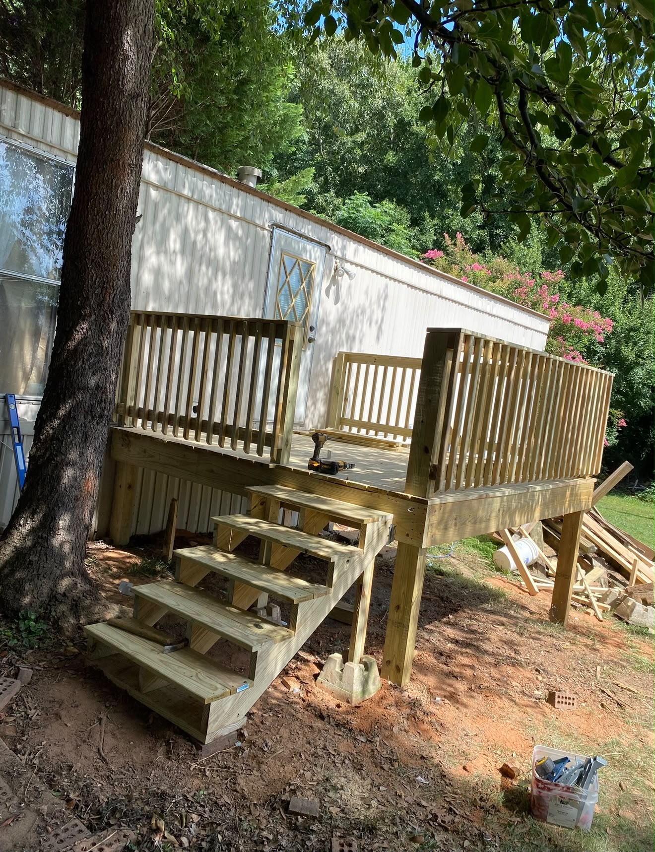Deck stairs and railings
