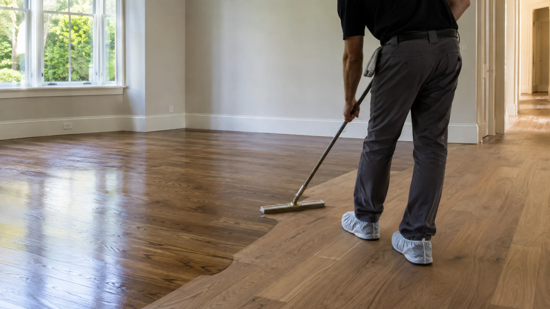 Applying a satin finish to a hardwood floor