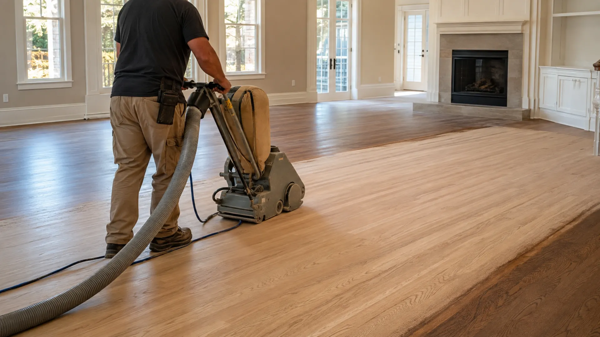 Drum sanding a hardwood floor